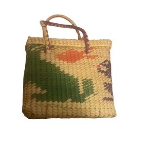 Vintage Central American handwoven basket handbag